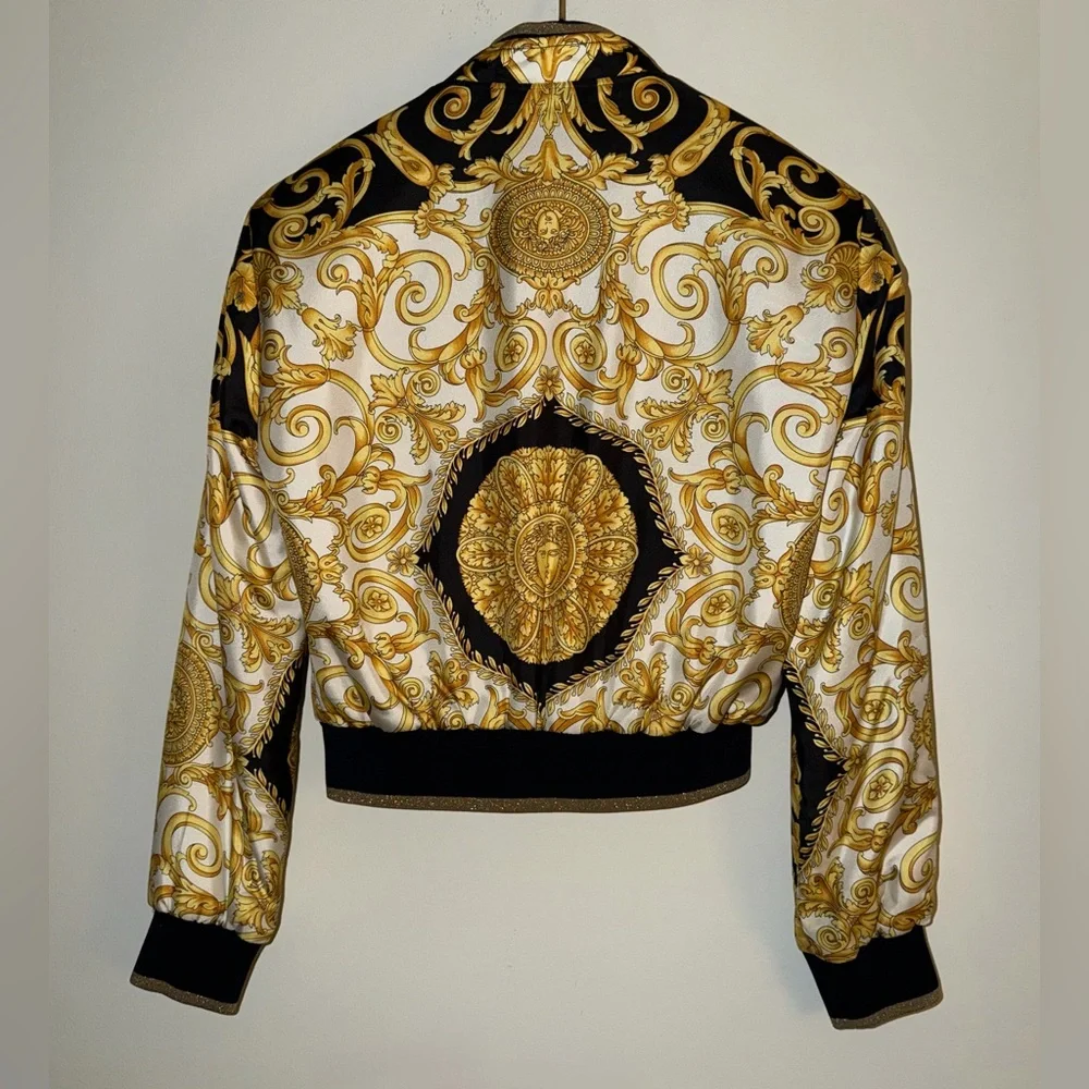 Versace Black & Gold Baroque Bomber Jacket - New with Tag - Small / 38 USA - Picture 10 of 14